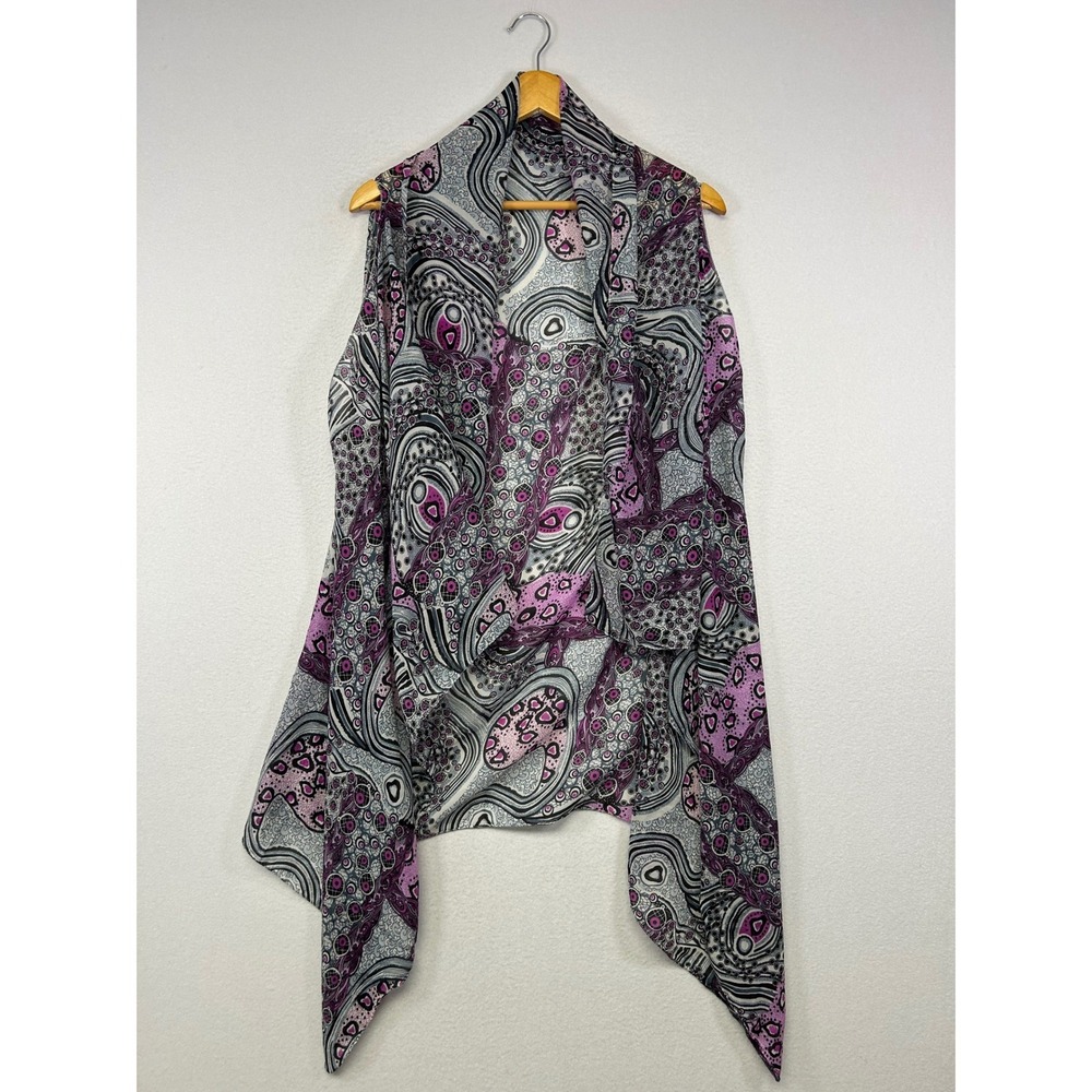 Boho Artsy Accents by Lavello Womens‎ OS Purple Abstract Paisley Chiffon Vest